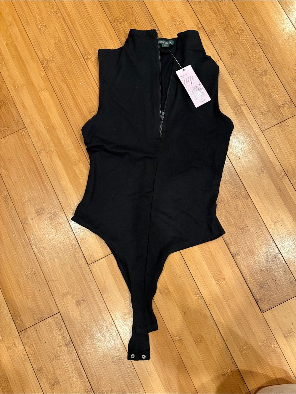 wild fable Black Sleeveless Zip Front Bodysuit